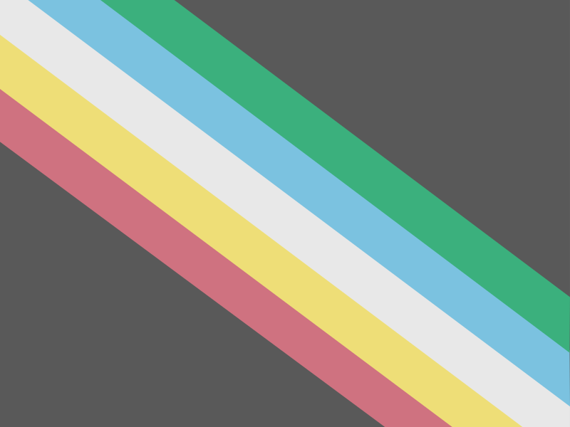 The disability pride flag. It is green, blue, white, yellow and red diagonal stripes on a grey/black background